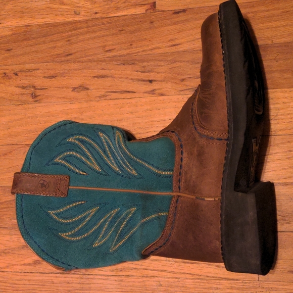 Ariat FatBaby Western Turquoise Leather Pull-On Cowboy Boots Women's 7.5B - Picture 6 of 15